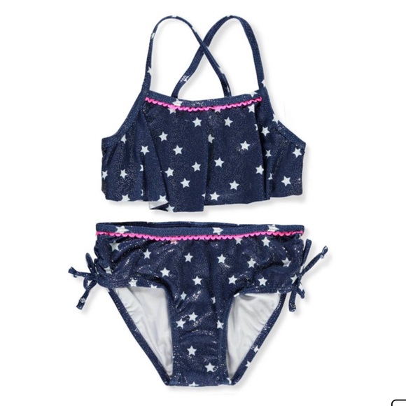 Pink Platinum NWOT Navy/Glitter Bikini with Pink - Picture 1 of 5